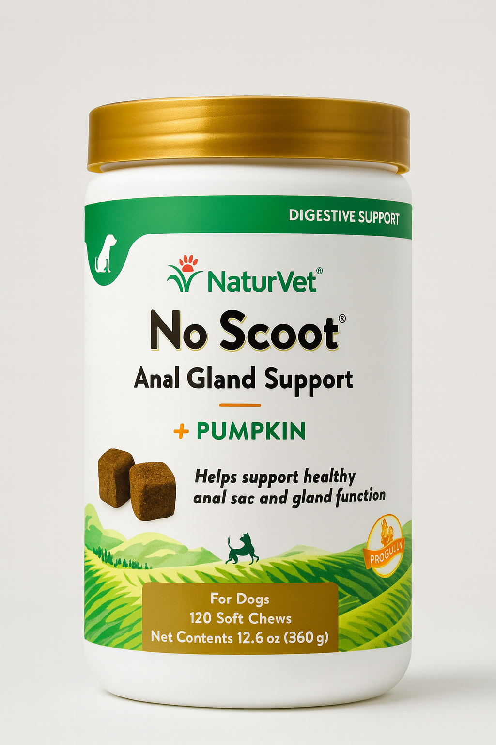 NaturVet No Scoot Plus Soft Chews - Digestive Support for Dogs (120 Count)