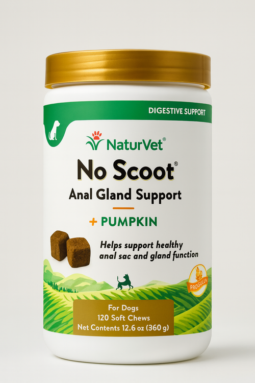 NaturVet No Scoot Plus Soft Chews - Digestive Support for Dogs (120 Count)