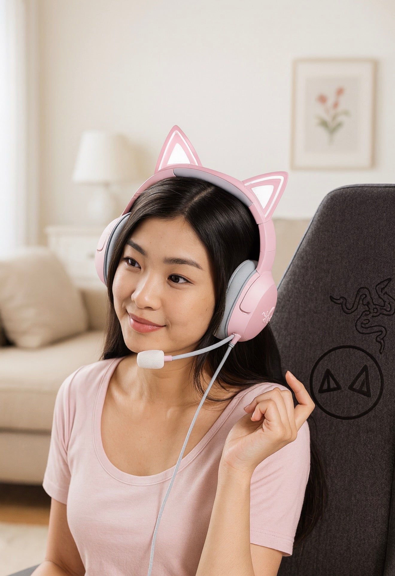 Razer Kraken Kitty V2 USB Wired RGB Gaming Headset - Quartz Pink