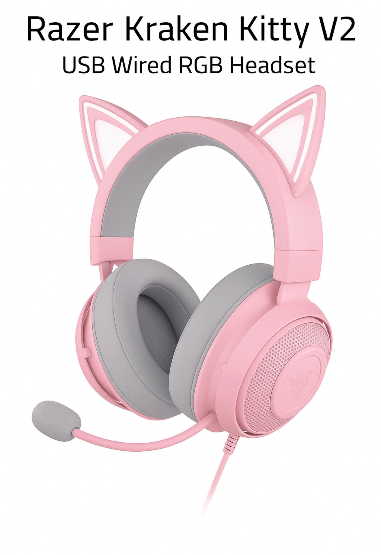 Razer Kraken Kitty V2 USB Wired RGB Gaming Headset - Quartz Pink
