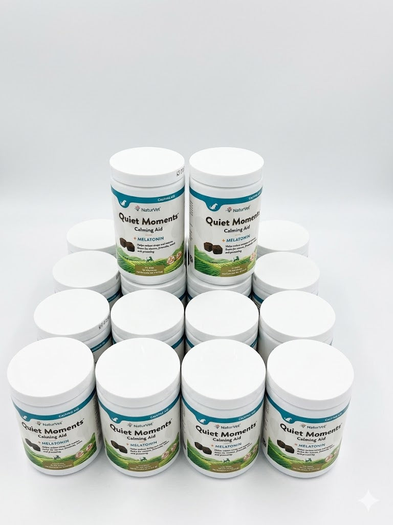 NaturVet Quiet Moments Calming Aid Soft Chews for Dogs - Melatonin Supplement (70 Count)